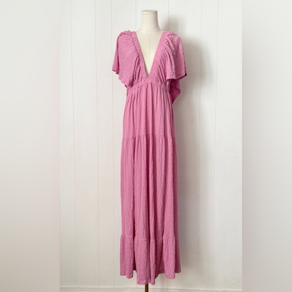 Free People FP Beach La La Maxi Dress Orchid Pink Gauze Boho Flowy Whimsical L - Picture 7 of 11